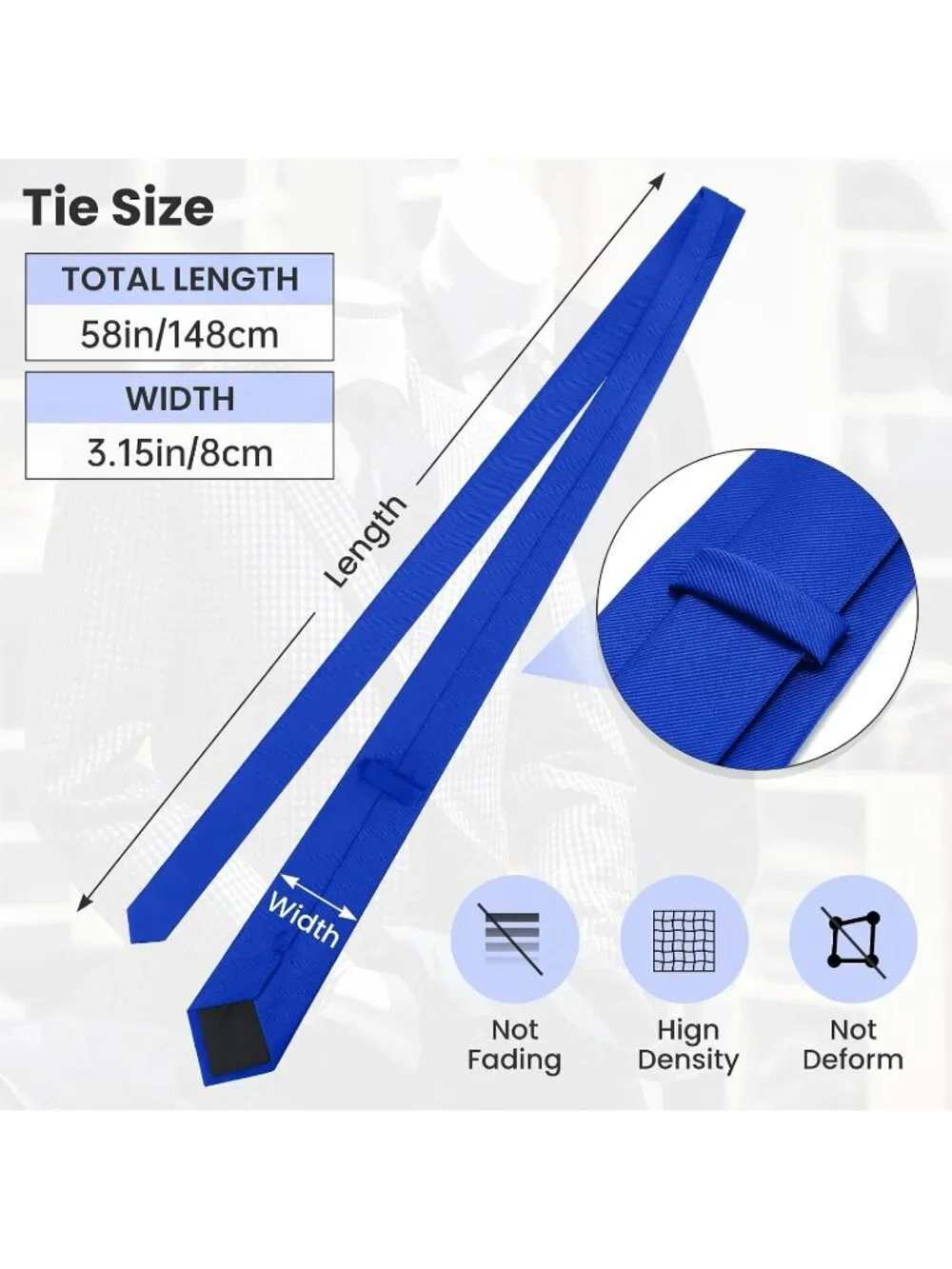 Men's Dark Blue Twill Diagonal Textured Silk Formal Necktie For Business Dress